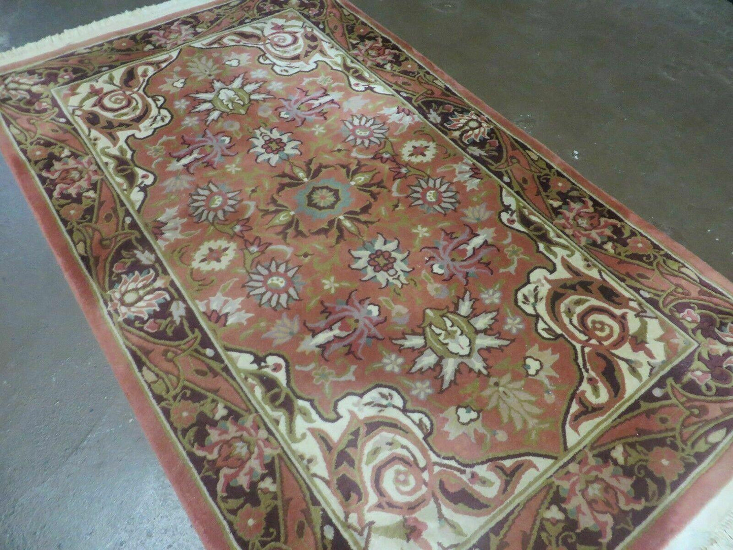 Chinese Wool Rug 3x5 Vintage Handmade Oriental Carpet Floral Medallion