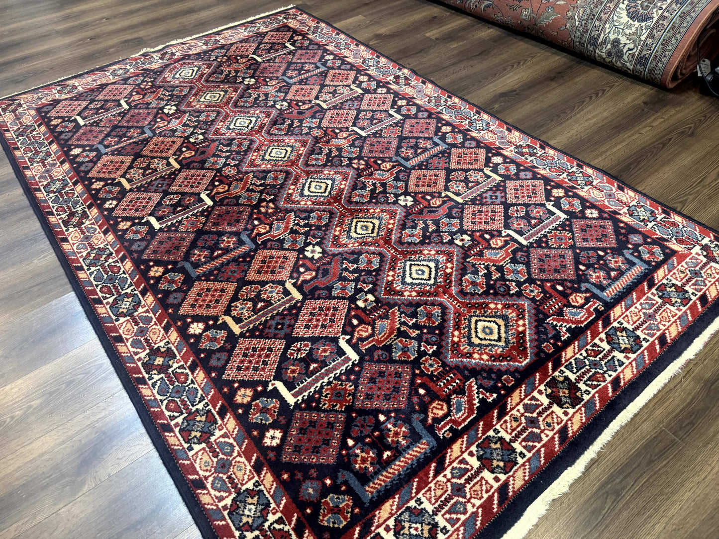 Karastan Rug 5x8, Yuruk Collection #530, Geometric Tribal Wool Pile Vintage Carpet