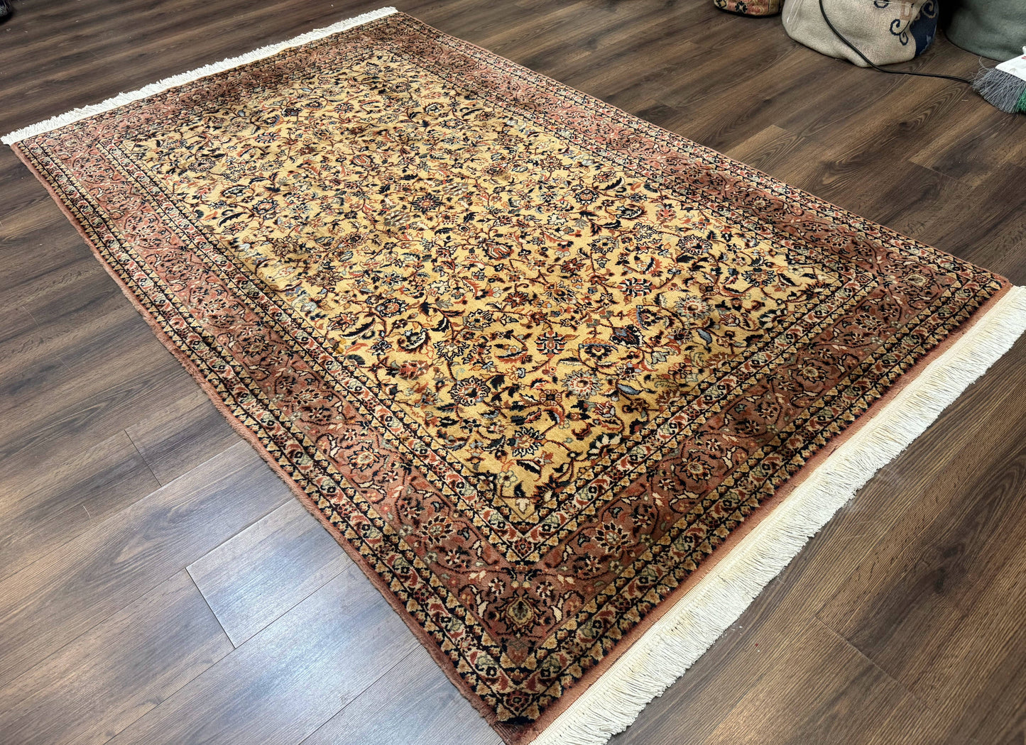 Indo Persian Rug 5x8, Light Tan/Camel, Allover Design