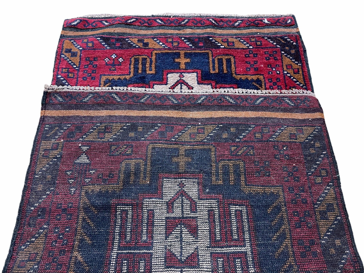 Balouchi Wool Rug Vintage Handmade Afghan Tribal Red Beige 2 Ft 9 In By 4 Ft 7 In
