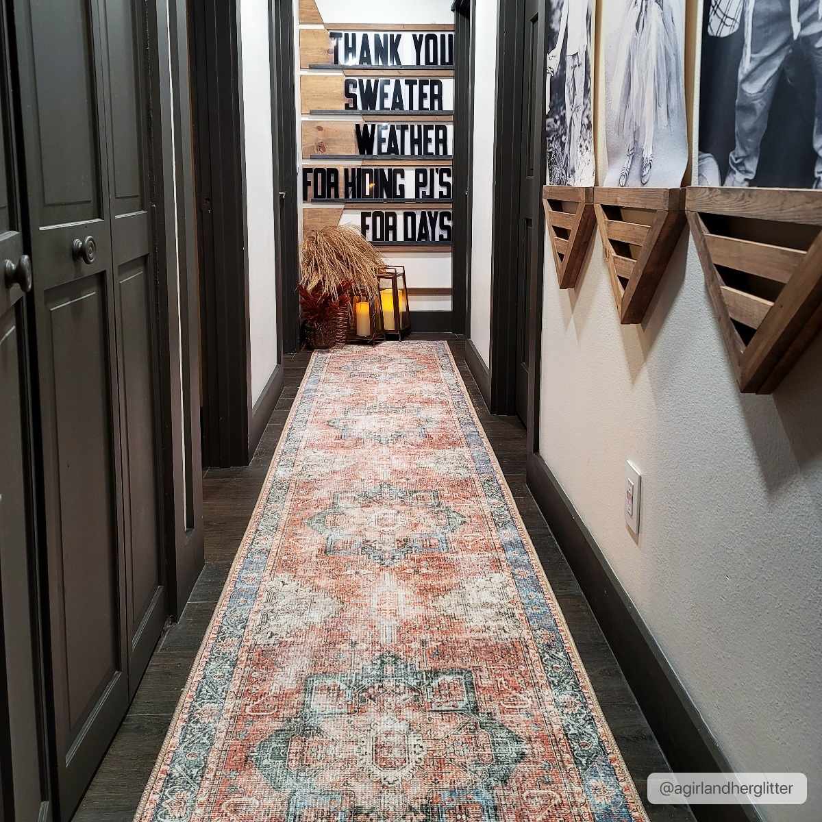 Distressed Washable Area Rug - Stylish Durable Easy to Clean