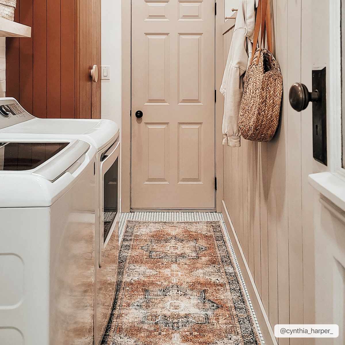 Distressed Washable Area Rug - Stylish Durable Easy to Clean