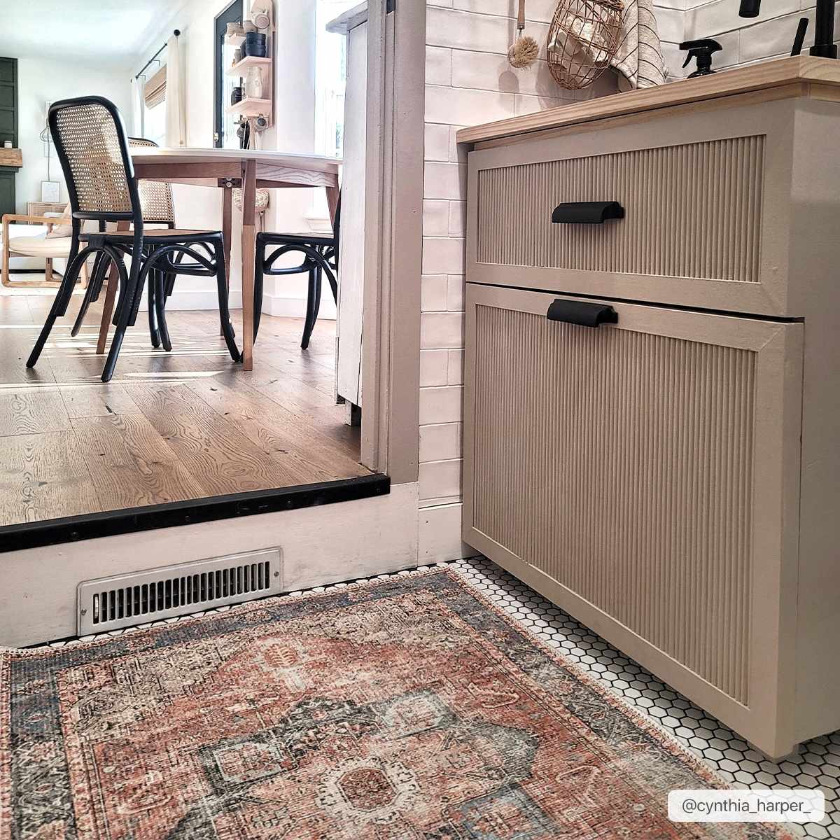 Distressed Washable Area Rug - Stylish Durable Easy to Clean