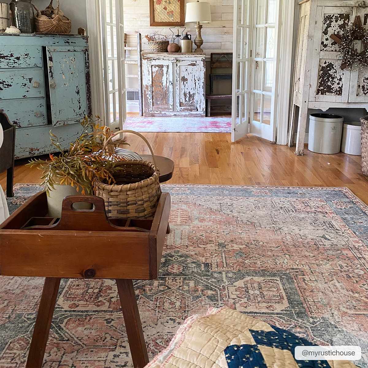 Distressed Washable Area Rug - Stylish Durable Easy to Clean