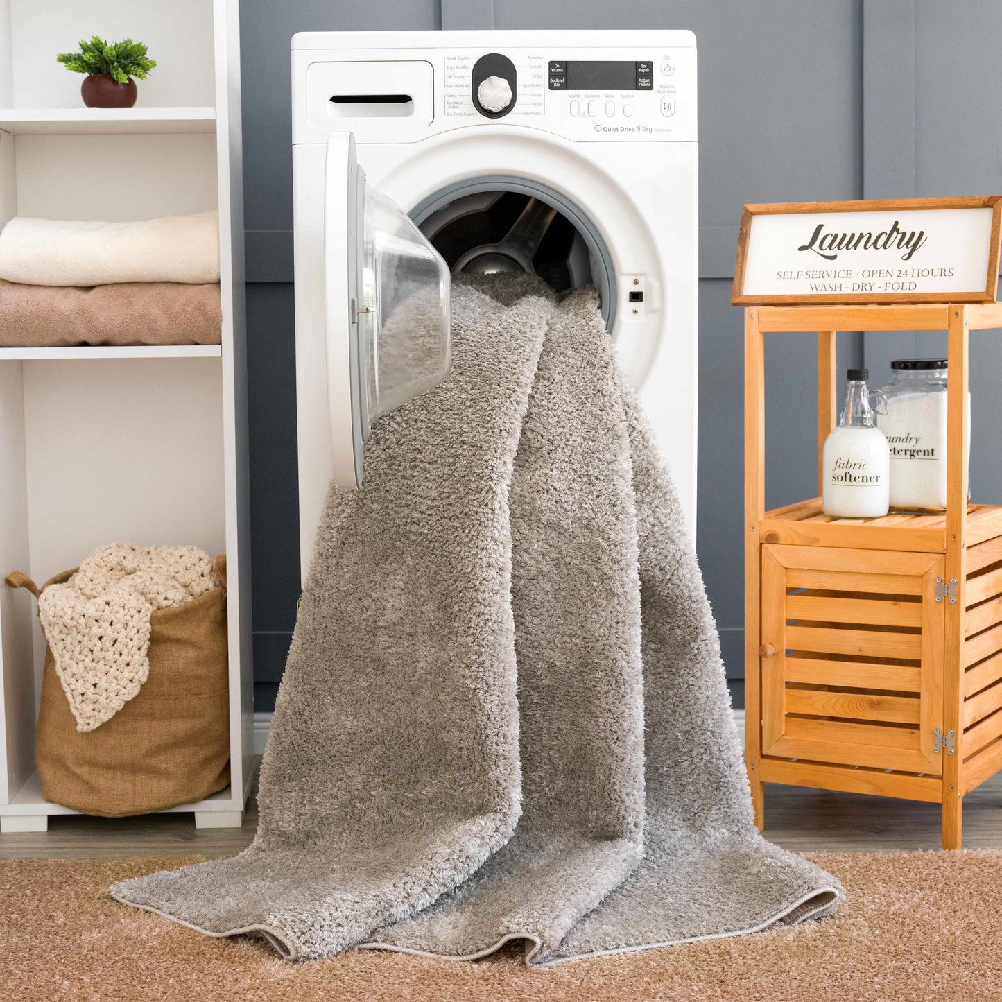 Gray Shag Rug - Washable Judy Collection for Cozy Home Decor