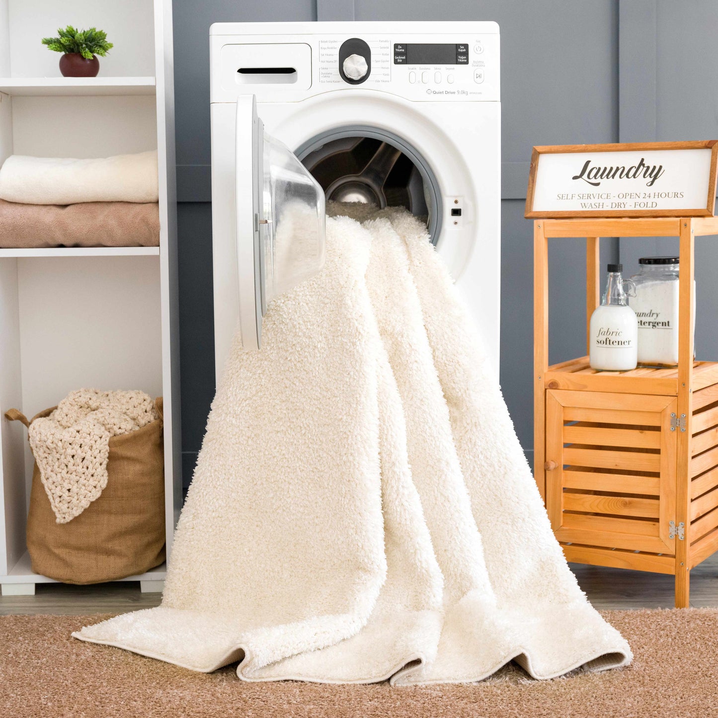 Washable Area Rug - Stylish Easy-Clean Soft Flooring Solution