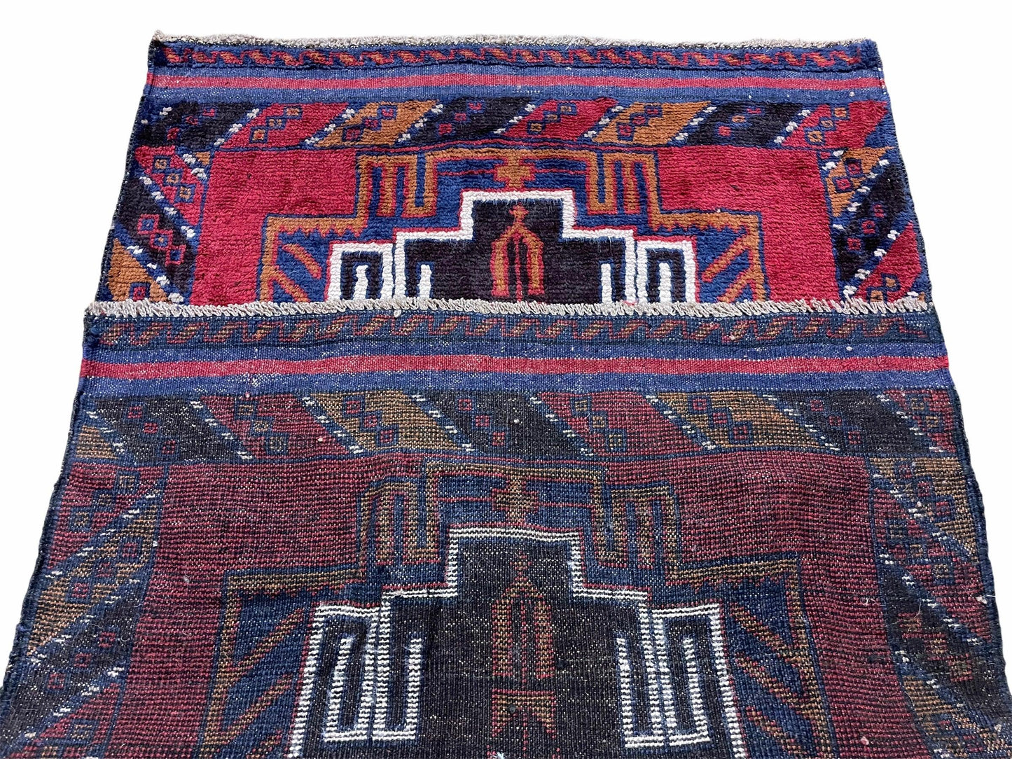 Vintage Handmade Balouchi Rug Wool Tribal Afghan Area Rug Red Beige