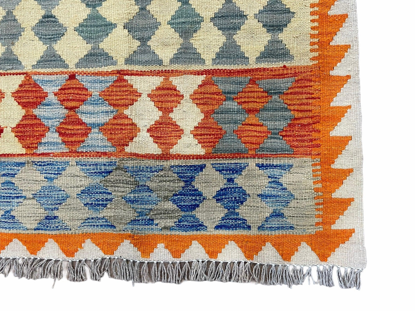 Small Chobi Kilim Rug 3x4 Colorful Diamond Kilim Small Turkish Multicolor Kilim with Diamond Pattern Wool Flatweave Nice