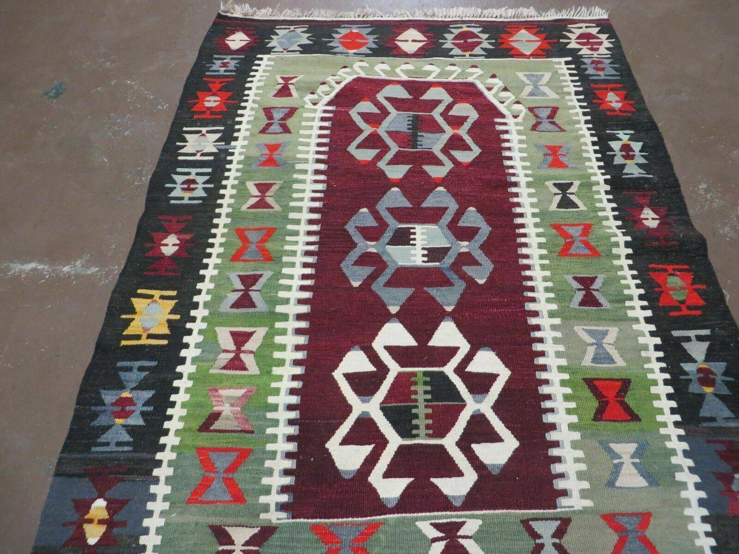 Turkish Kilim Rug Vintage Handmade Flat Weave Wool Veg Dyes 3 Ft 8 In By 5 Ft 1 In