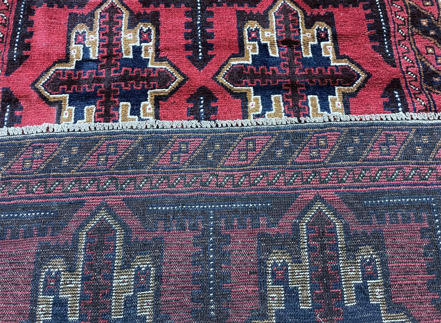 Baluchi Rug 3x5 Vintage Handmade Afghan Tribal Wool Rug Red Beige Blue