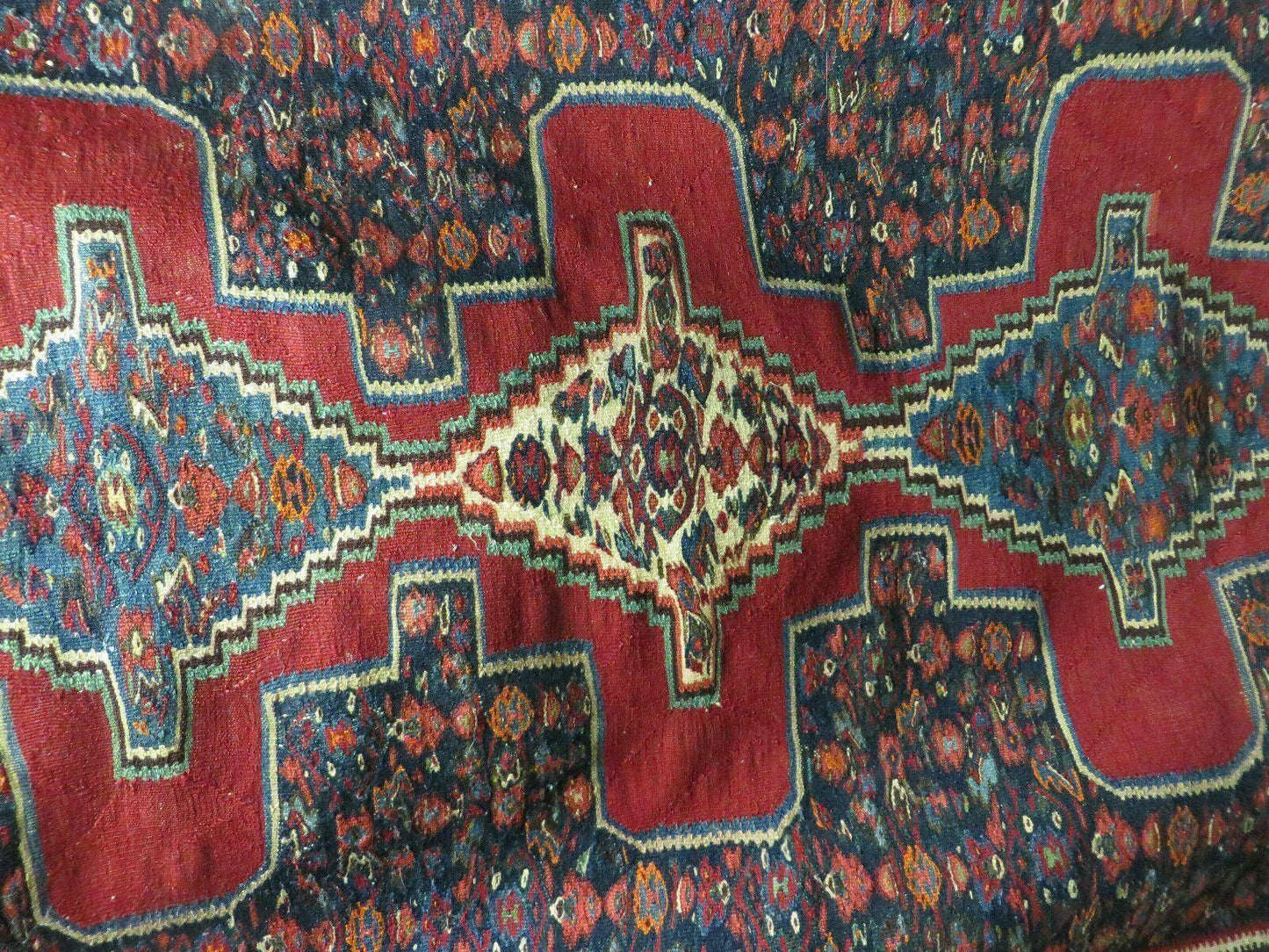 Turkish Kilim Rug Vintage 1940s Wool Flatweave Two Sided Handmade 45x64