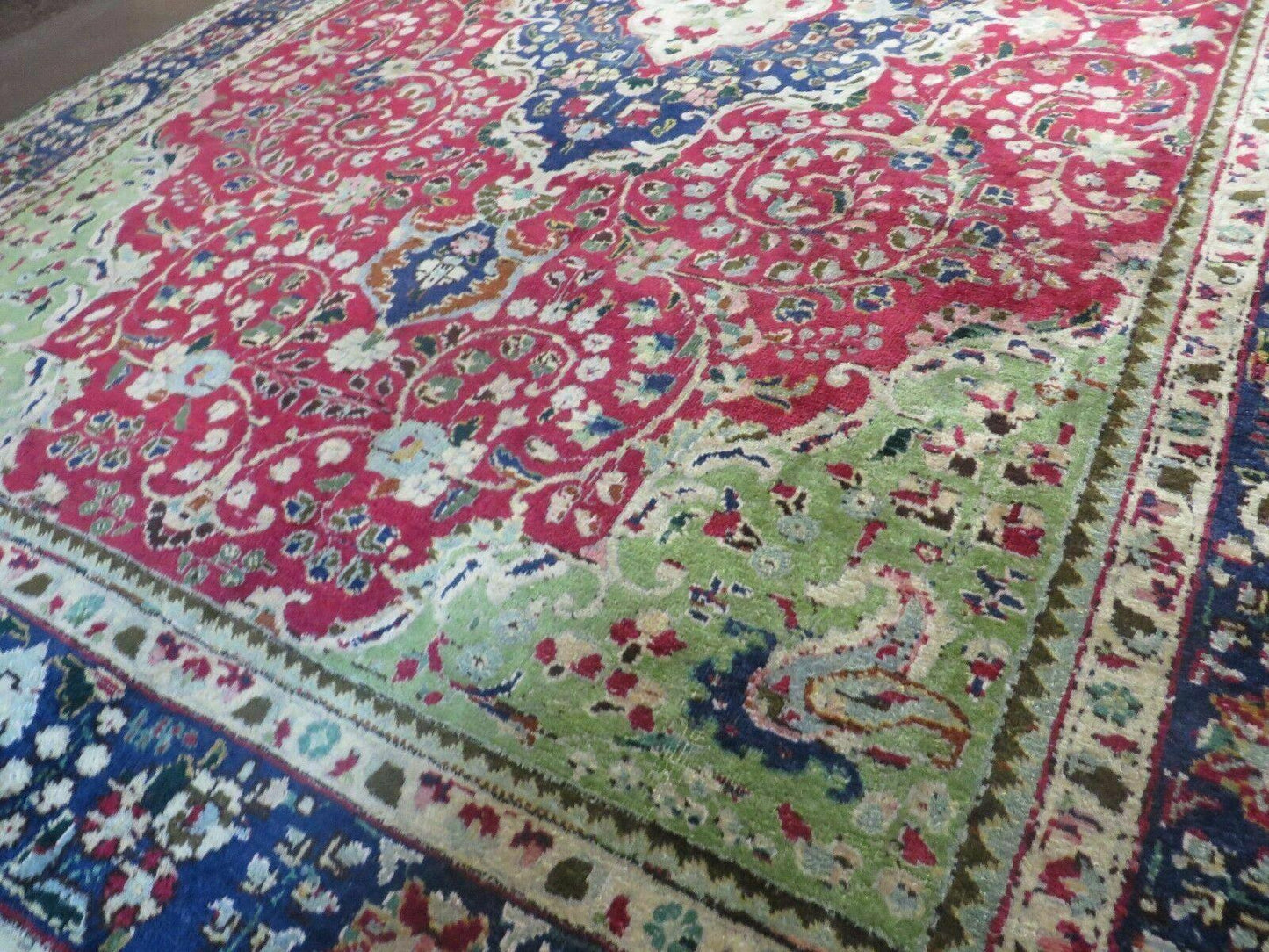 Persian Tabriz Rug 7x10 Hand Knotted Antique Floral Medallion Wool Oriental Carpet