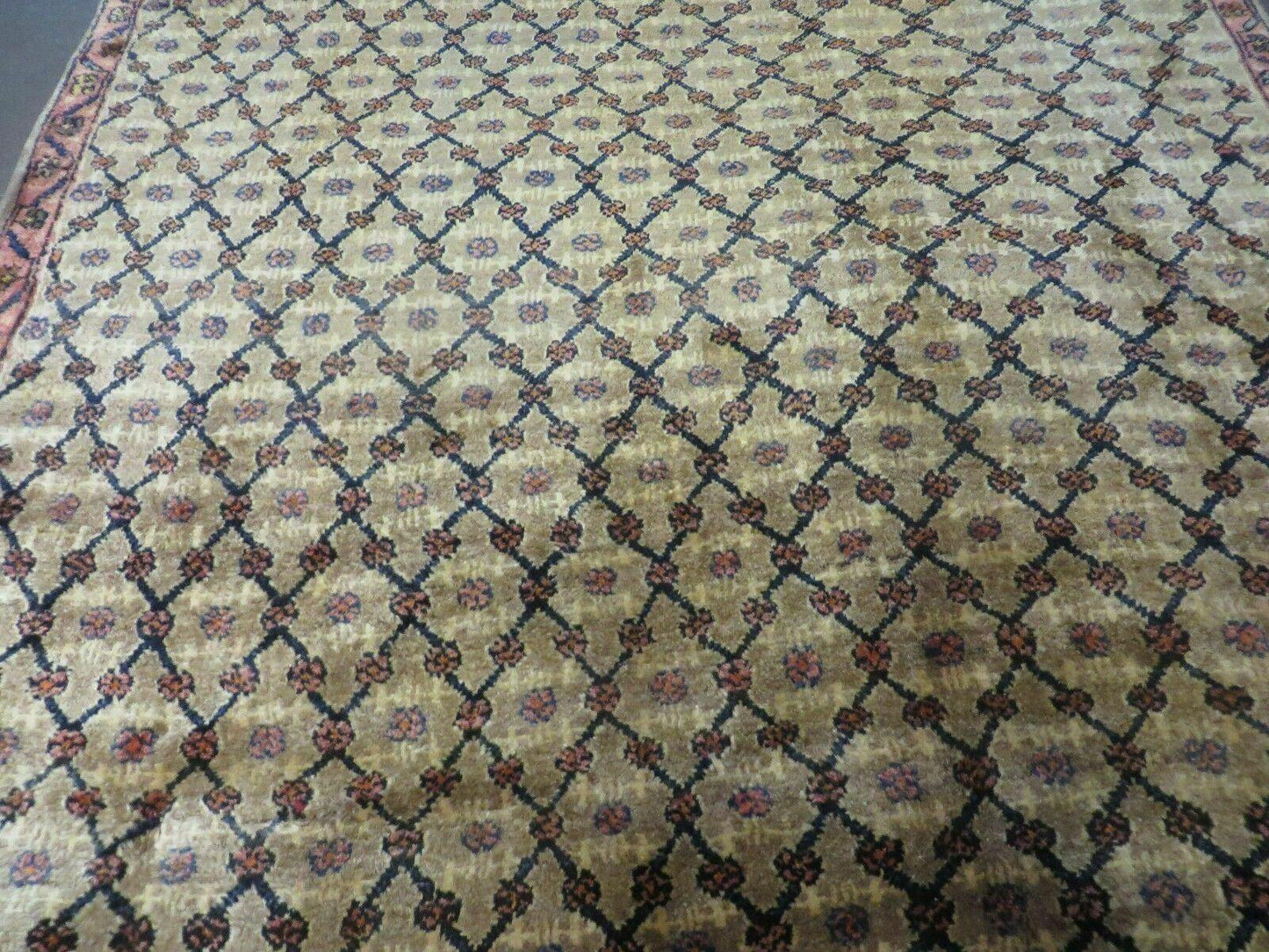 Antique Indian Handmade Wool Rug 4x6 Camel Hair Color 1900s Era