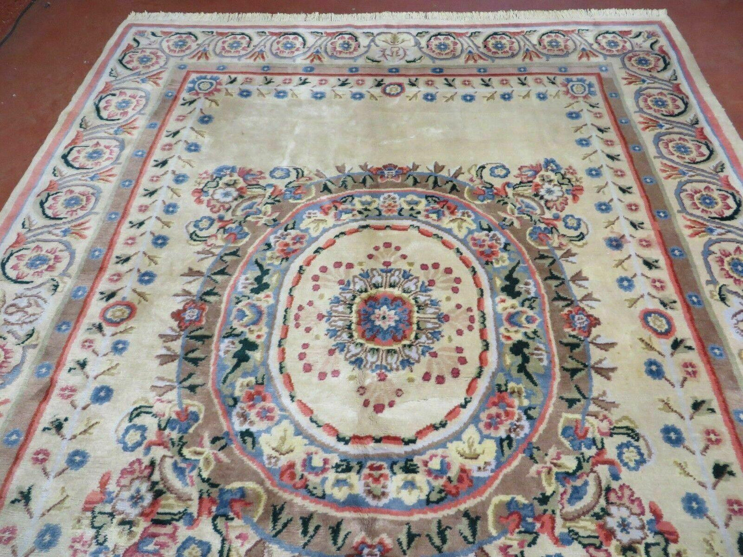 Aubusson Rug Vintage Handmade Wool 8x10