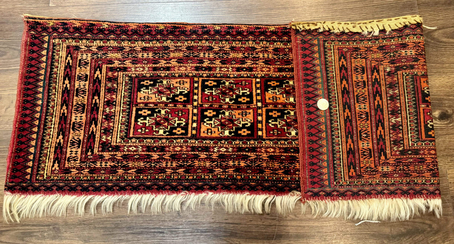 Antique Persian Turkoman Mafresh Rug 1x4, Wool, Tribal Collectible
