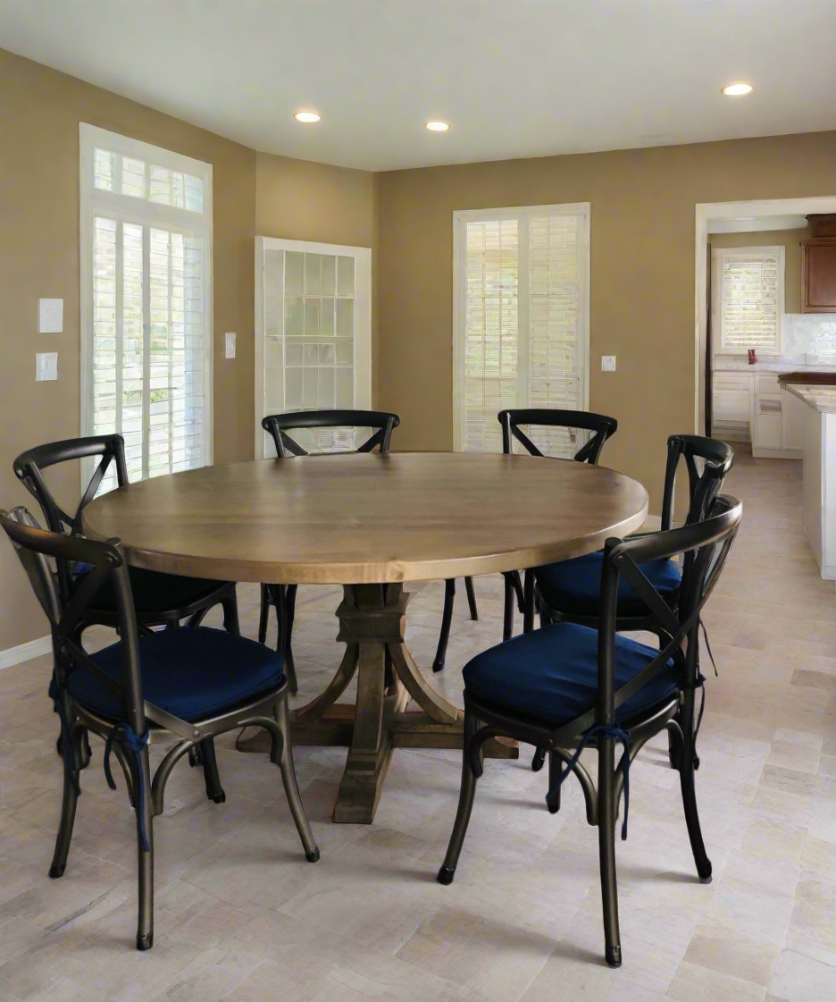 Aspen Round Dining Table With Pedestal Base Kiln Maple Or Oak Top Custom Built