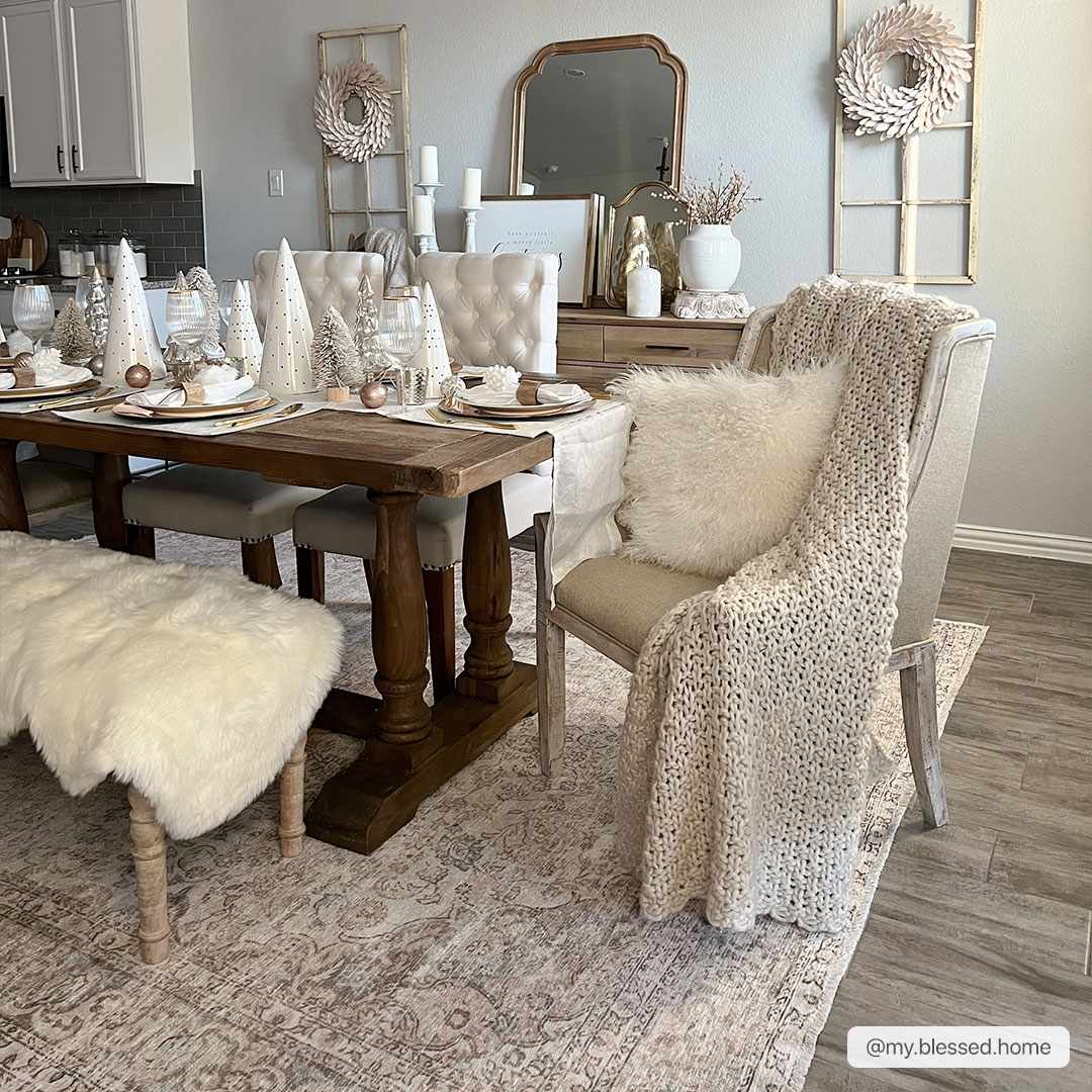 Washable Cream Area Rug - Soft Stylish Home Decor