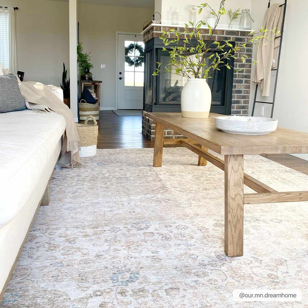 Washable Cream Area Rug - Soft Stylish Home Decor