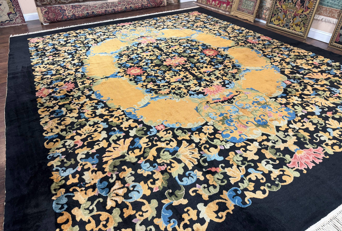 Peking Rug Antique Chinese Hand Knotted Wool Palace Size Oriental Carpet