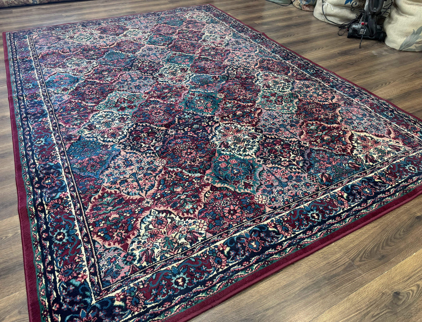 Multicolor Panel Kirman Rug 8x11