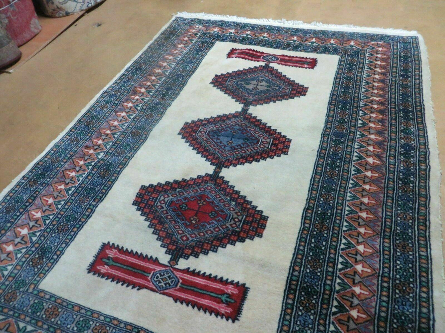 Bokhara Turkoman Rug Vintage Handmade 4x6 Pakistani Wool Carpet