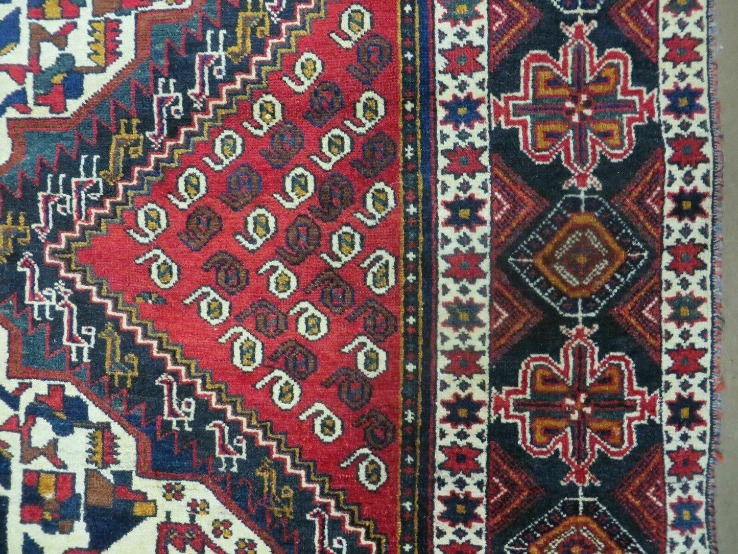 Vintage Turkish Tribal Wool Rug Medallion Hand Made 4x5 Size