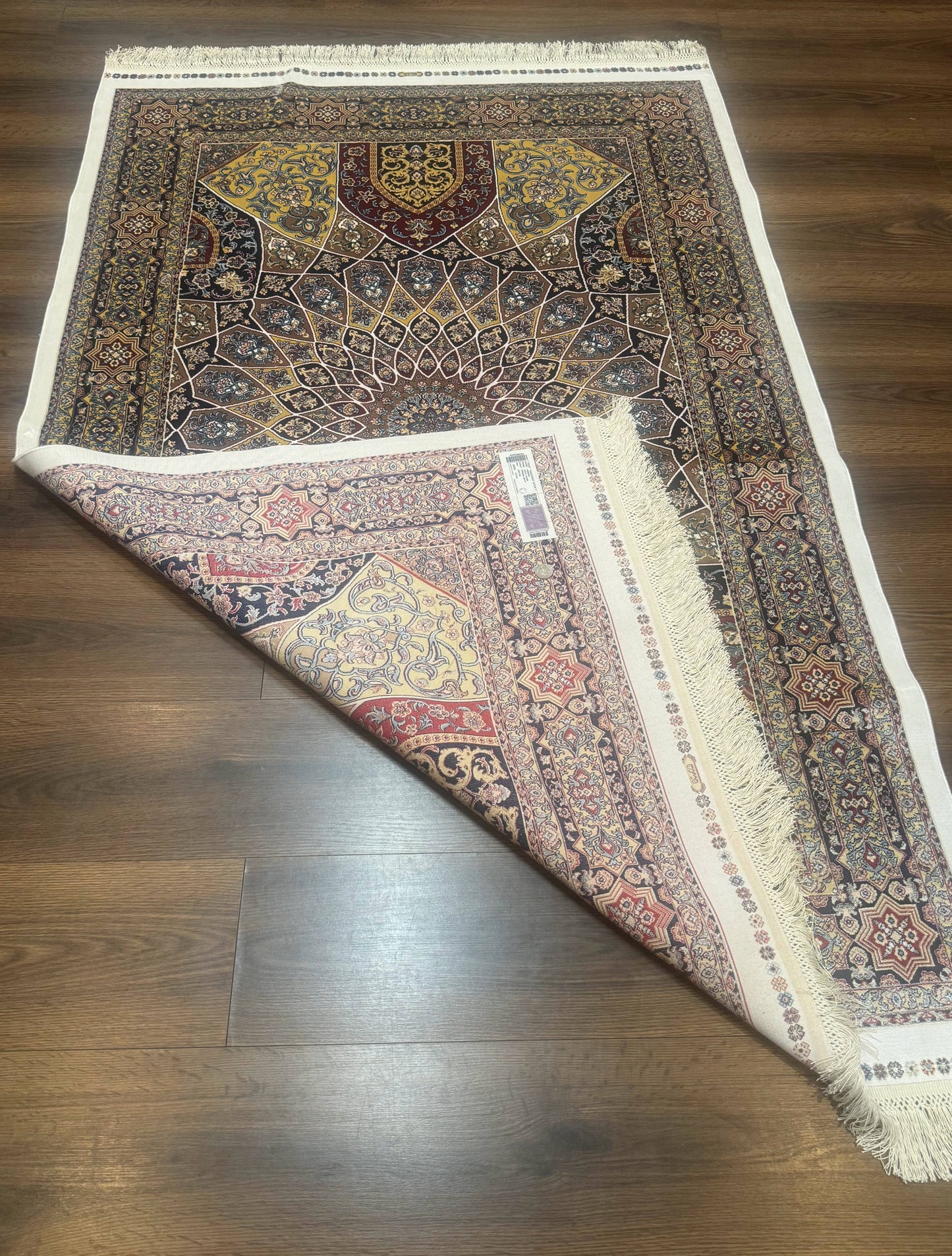 Turkish Silk Rug 4x6 Dome Design Bamboo Silk Memluk Carpet