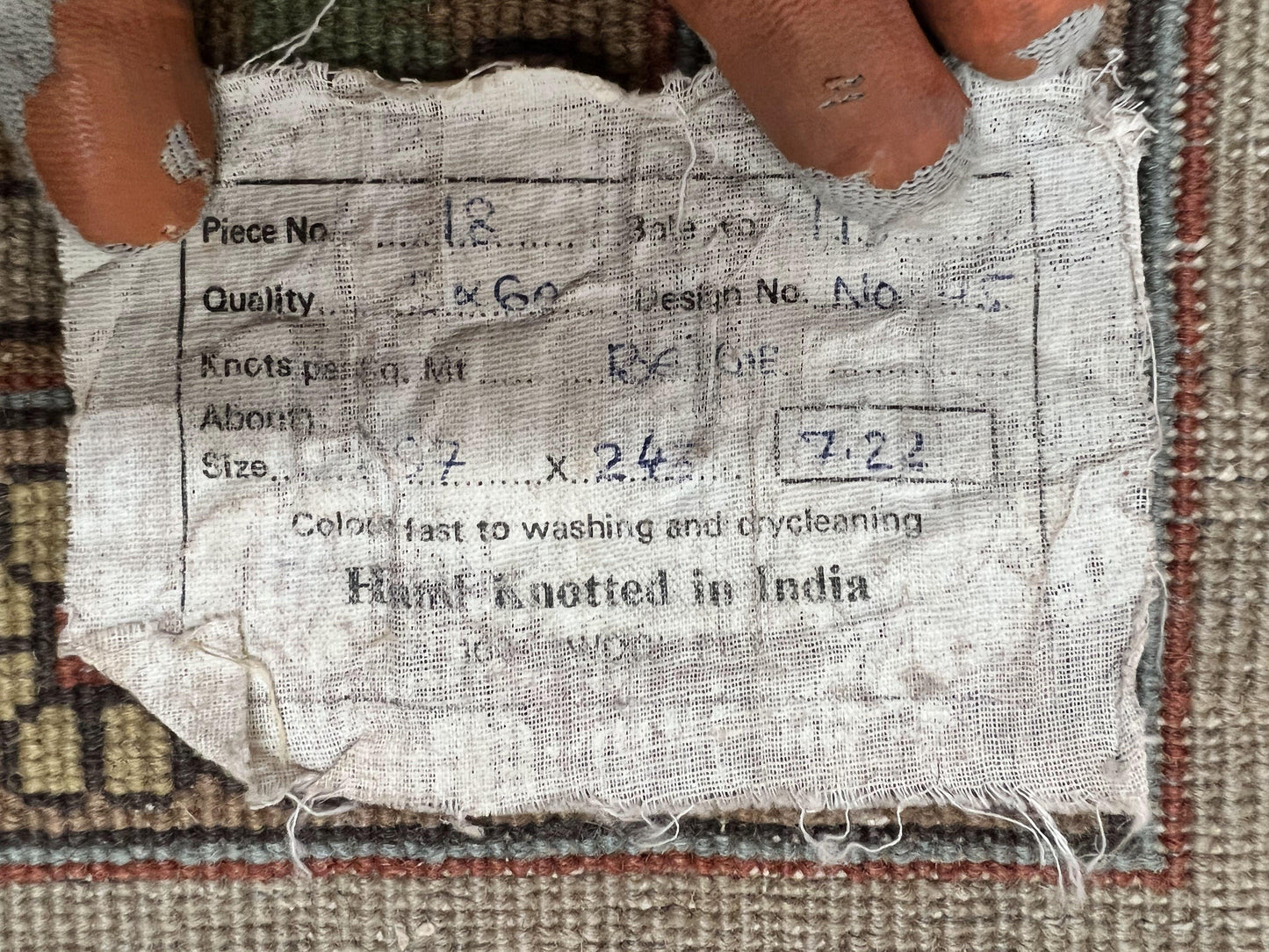 Indian Agra Rug 8x10, Wool Vintage Handmade Carpet, Gray Brown