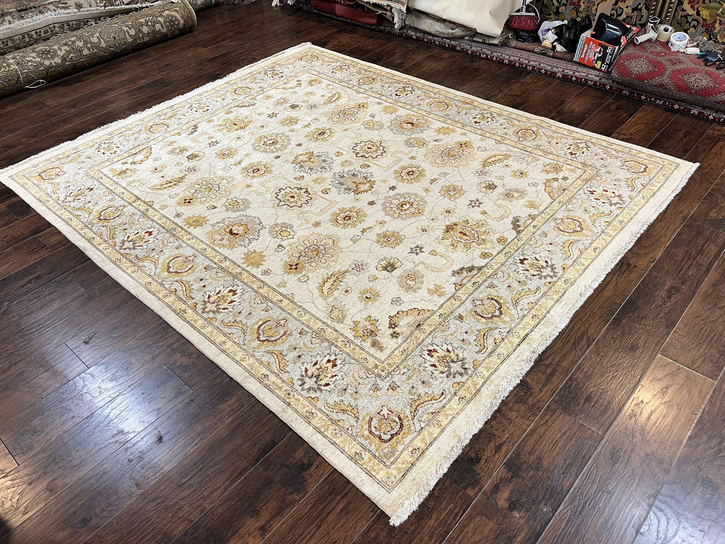 Peshawar Rug 8x10, Oushak Rug, Neutral Colors Hand Knotted Farmhouse Rug