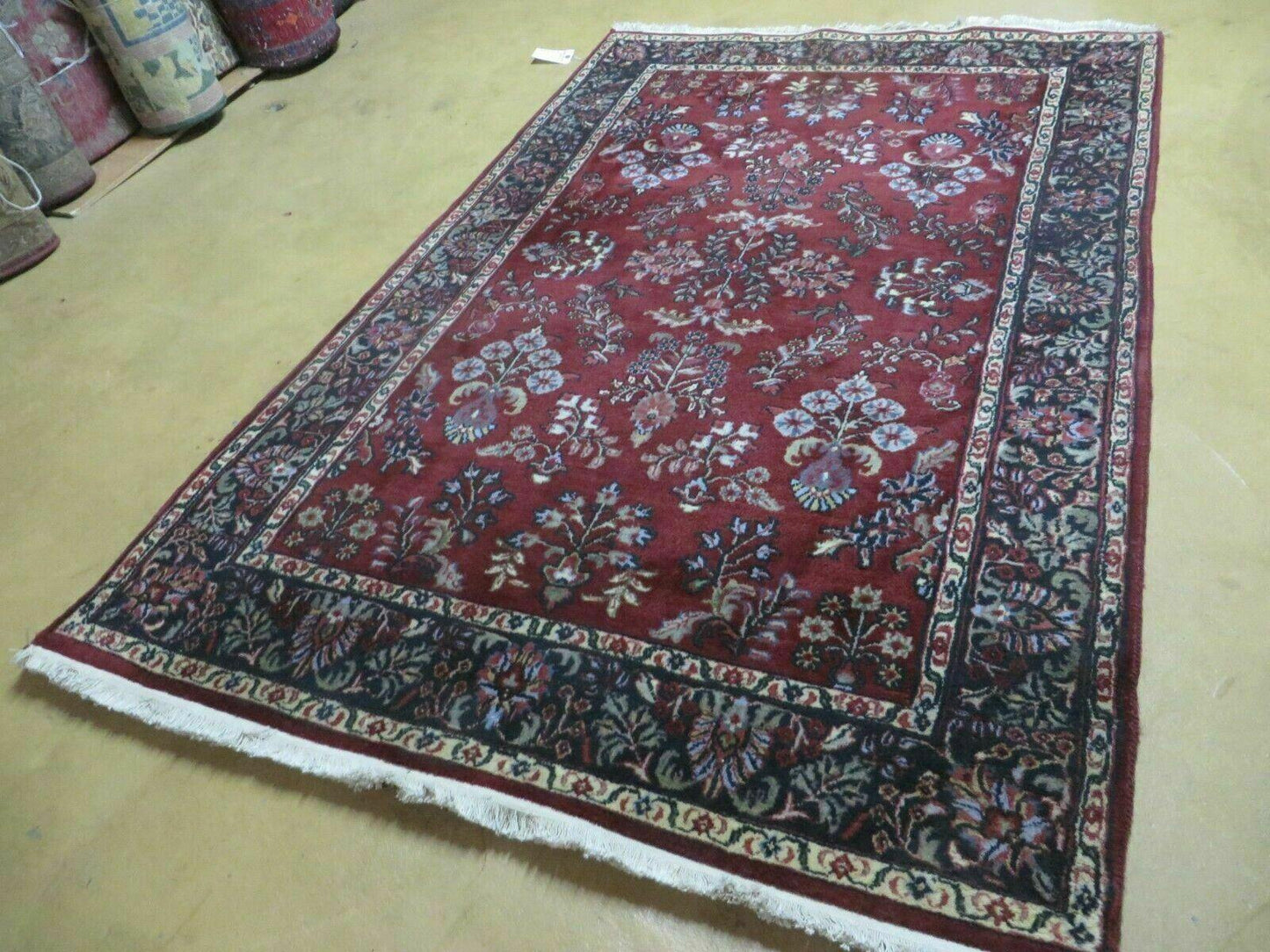 Jaipur Floral Oriental Wool Rug Vintage Handmade Indian 4 By 6 Rug