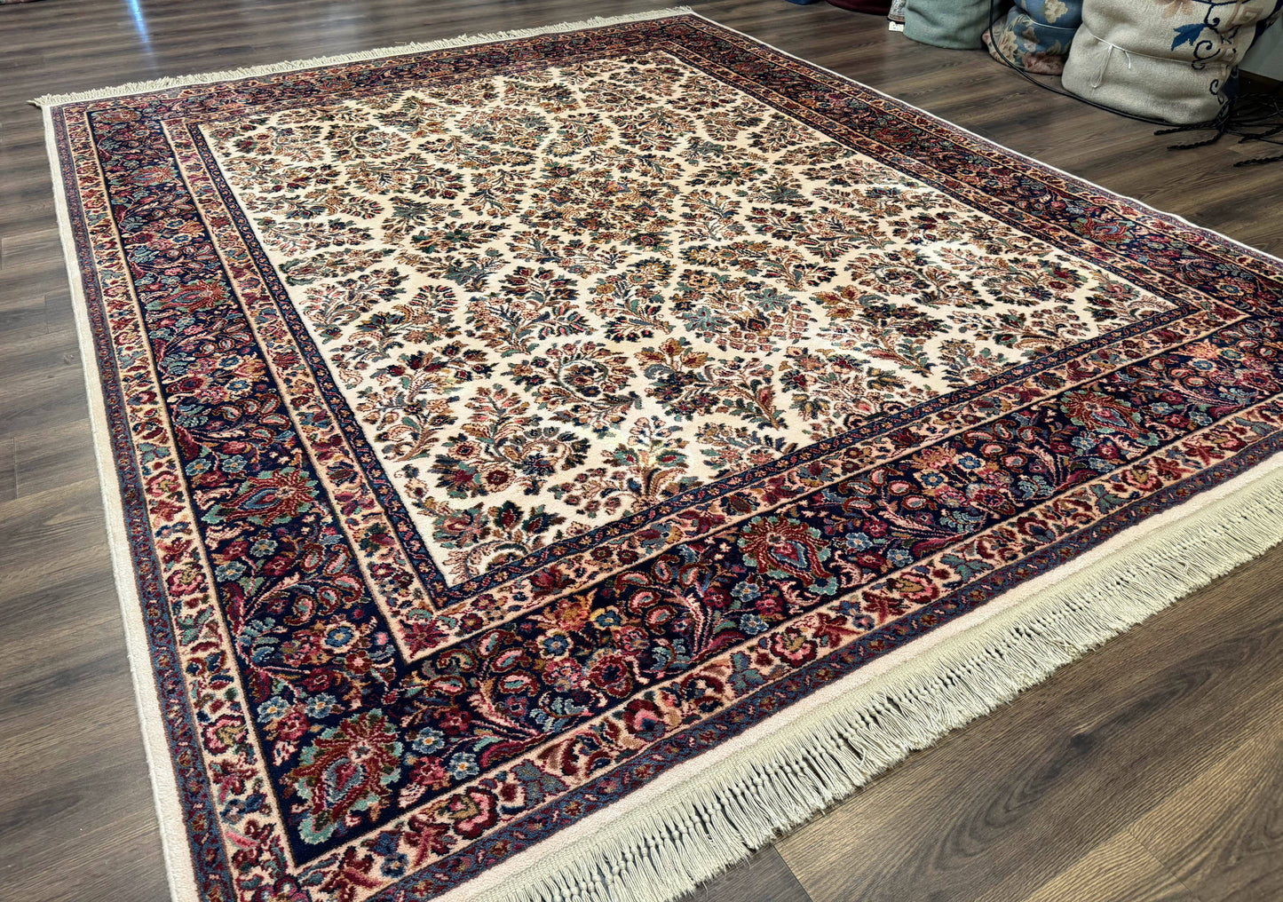 Karastan Rug Ivory Sarouk Wool Area Rug 8.8 X 10.6 Vintage Discontinued 700 Series