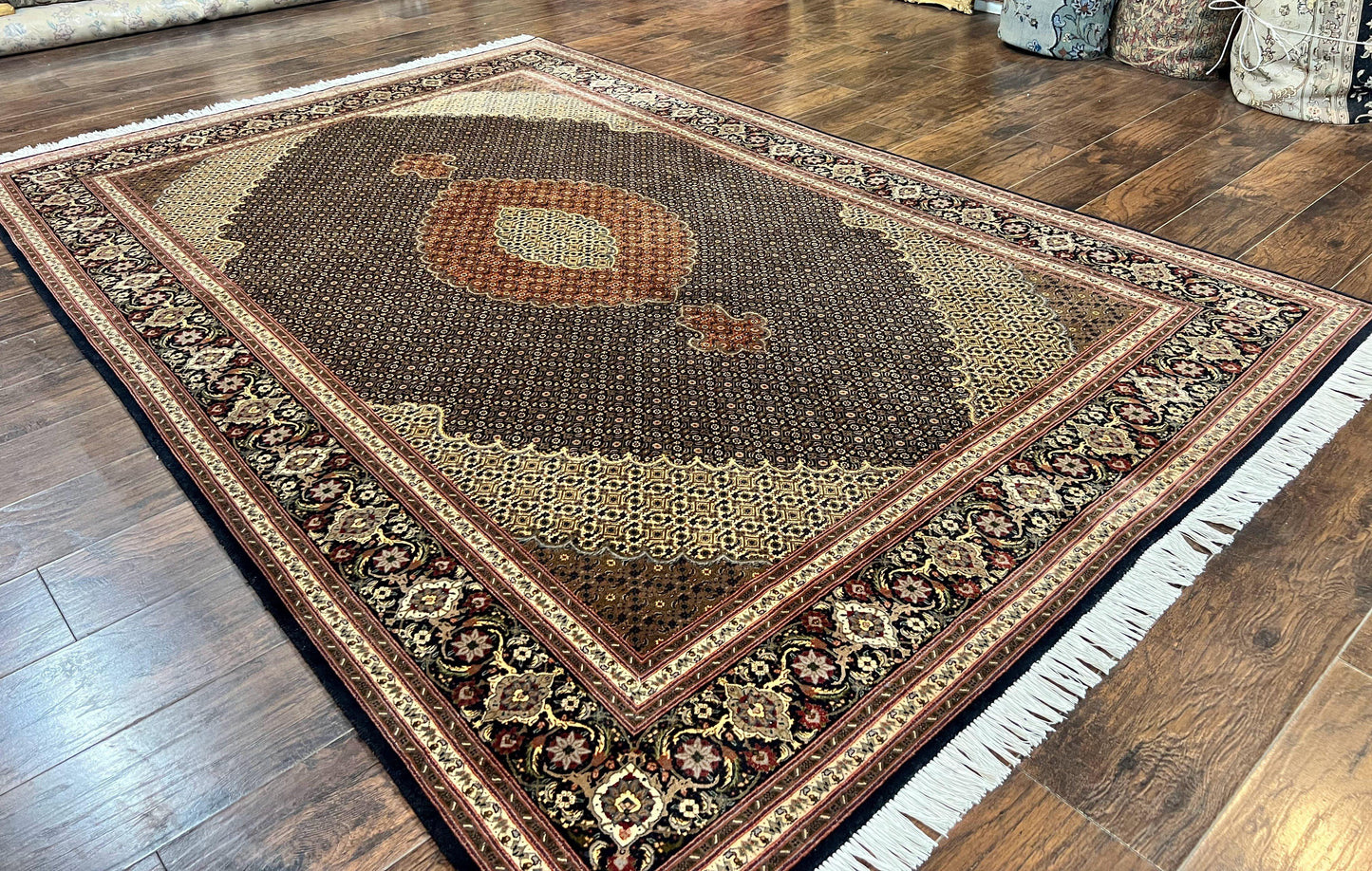 Persian Tabriz Rug 7x10 Hand Knotted Wool Vintage Carpet Collection