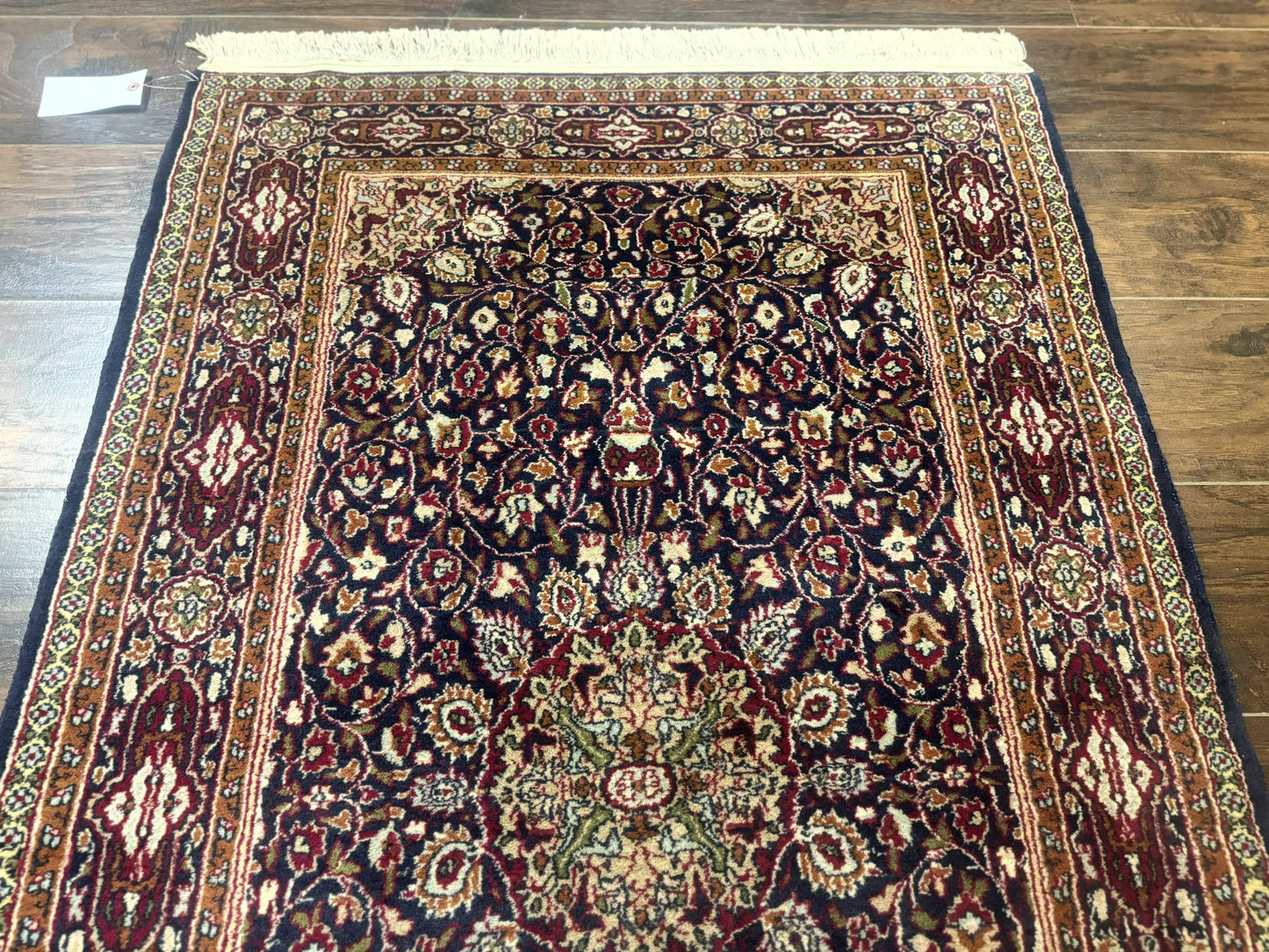 Indo Kashmiri Rug 3x5, Navy Blue, Very Fine 400 KPSI, Pair B