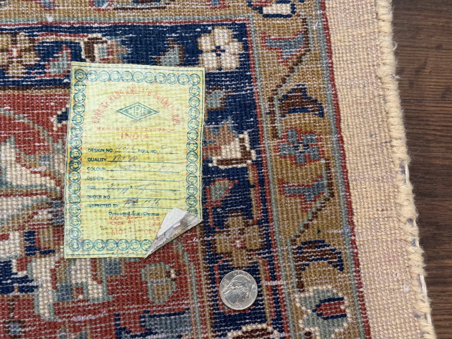 Indo Persian Rug 9x12, Ivory and Red, Traditional Wool Oriental Carpet