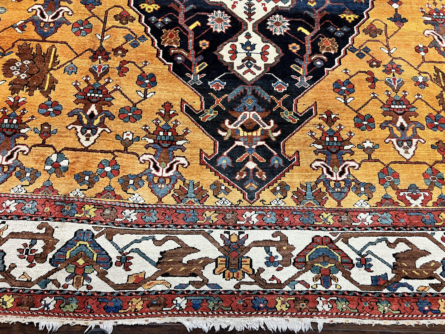 Antique Persian Bakhtiari Rug 14x19 Hand Knotted Wool Carpet Rare Palace Size