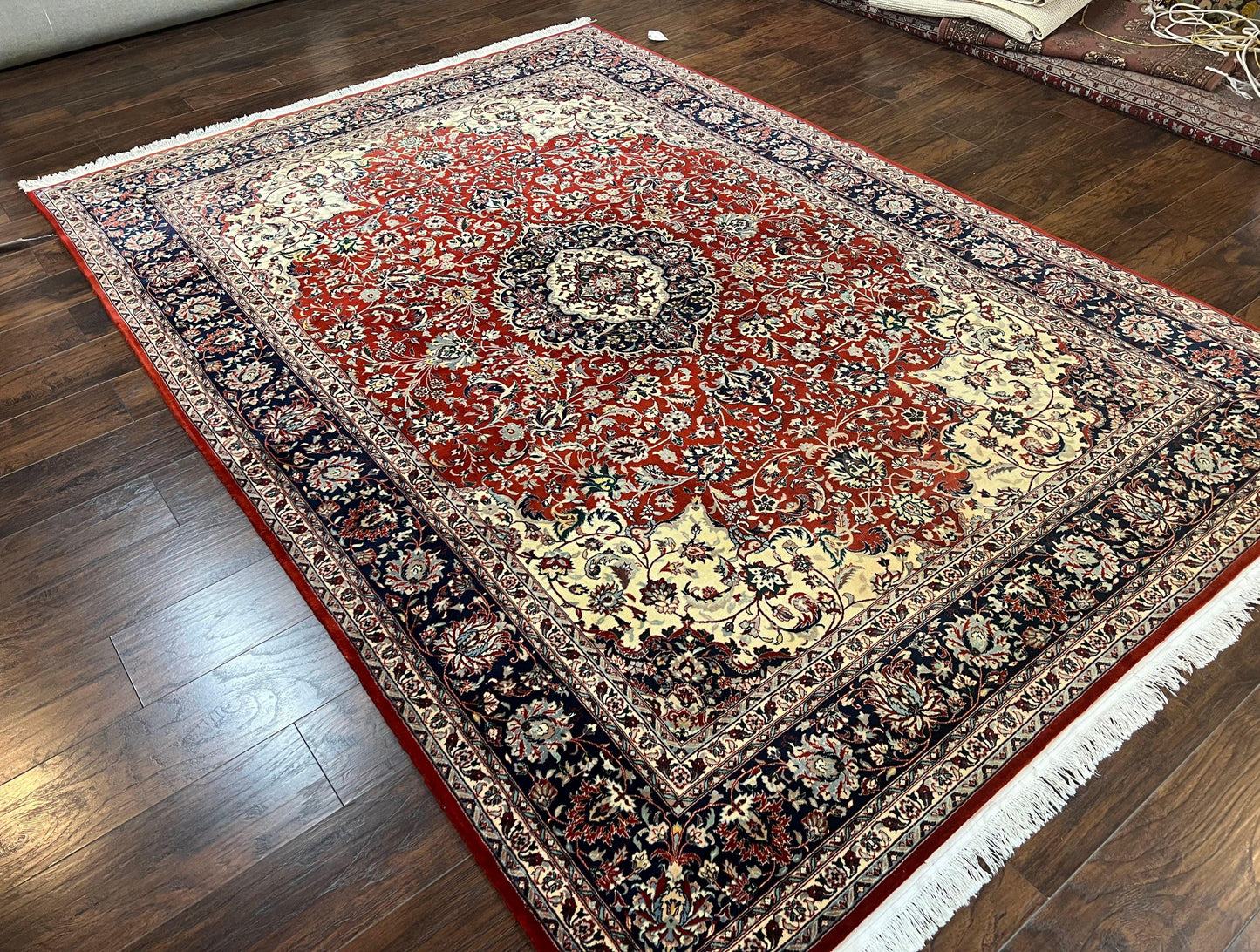 Hand Knotted Persian Rug 7x10 Vintage Wool Floral Medallion Carpet