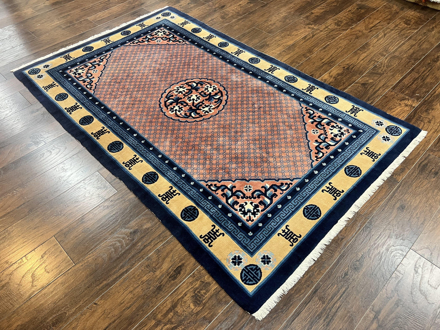 Peking Rug 5x8 Vintage Handmade Wool Pile Chinese Art Deco Oriental Carpet