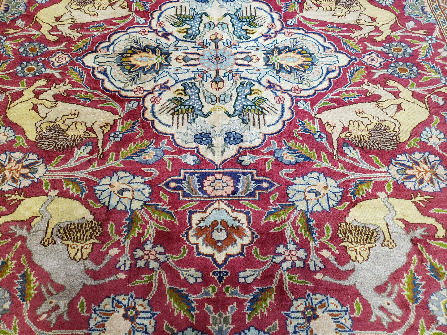 Turkish Sivas Area Rug Hand Knotted 8x11 Vintage Red Wool Oriental Carpet