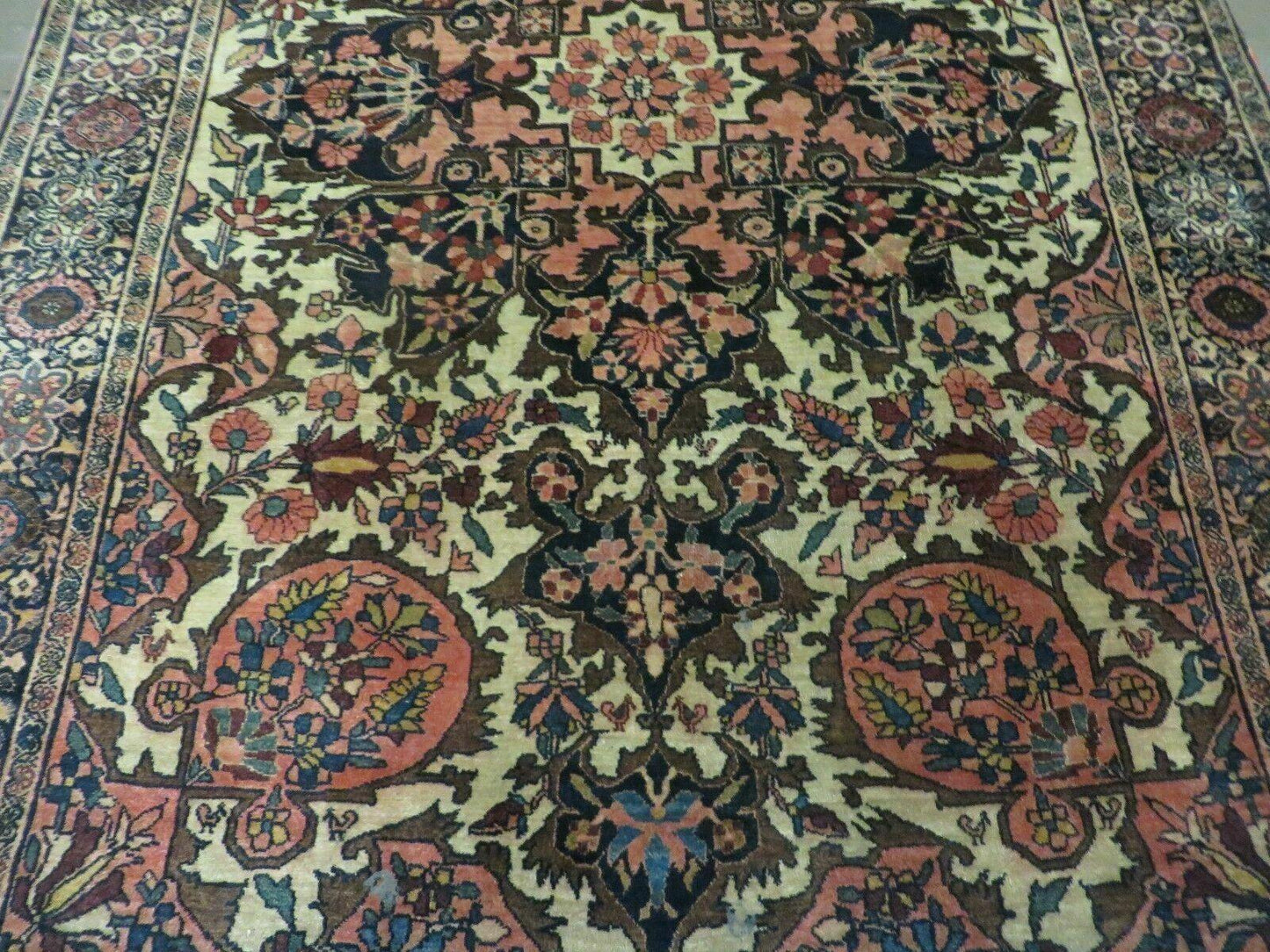 Antique Handmade Indian Floral Oriental Wool Rug 4x6 Feet