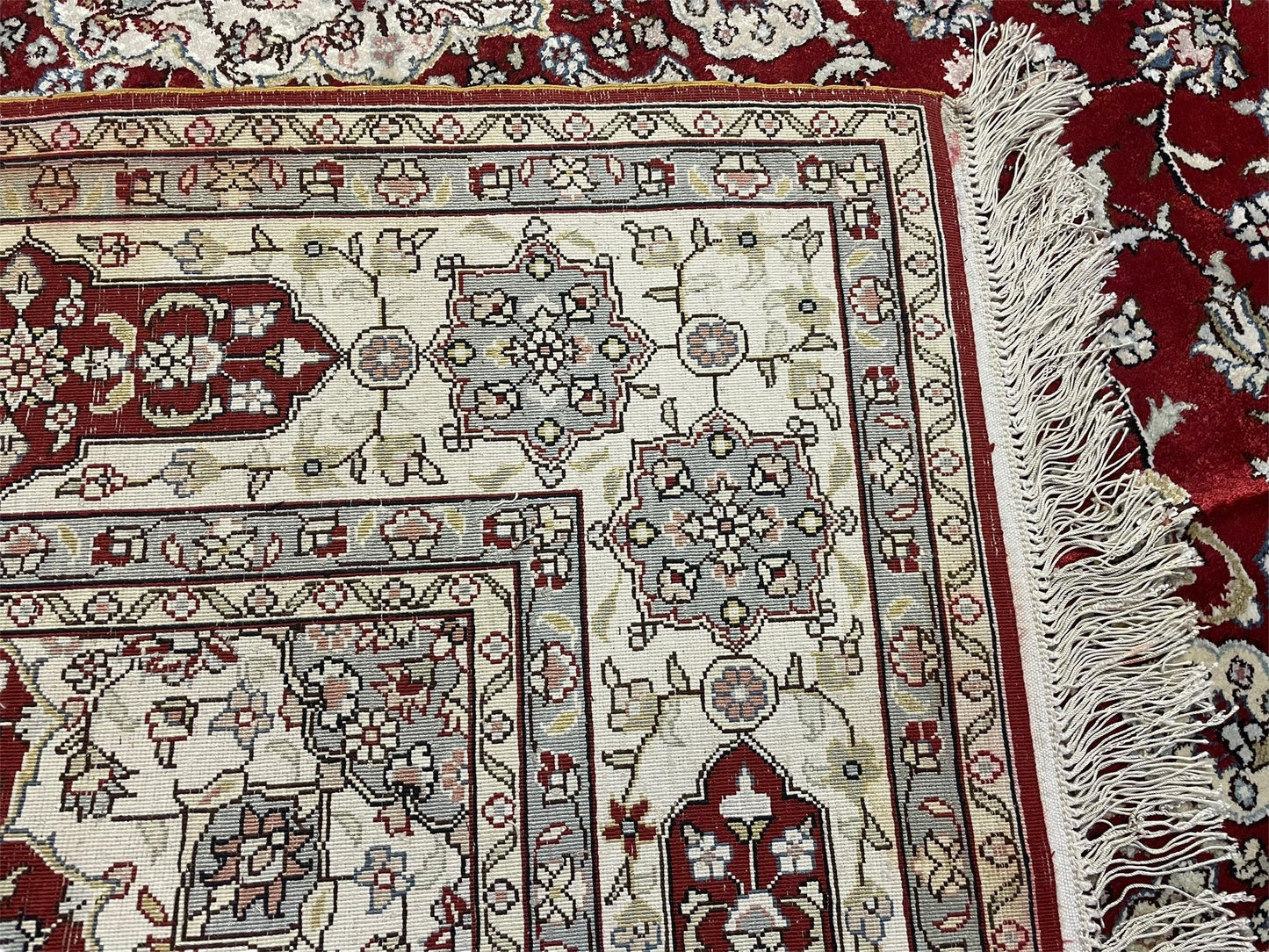 Vintage Handmade Chinese Silk Rug 4x6 Hand Knotted Oriental Silk 400 KPSI