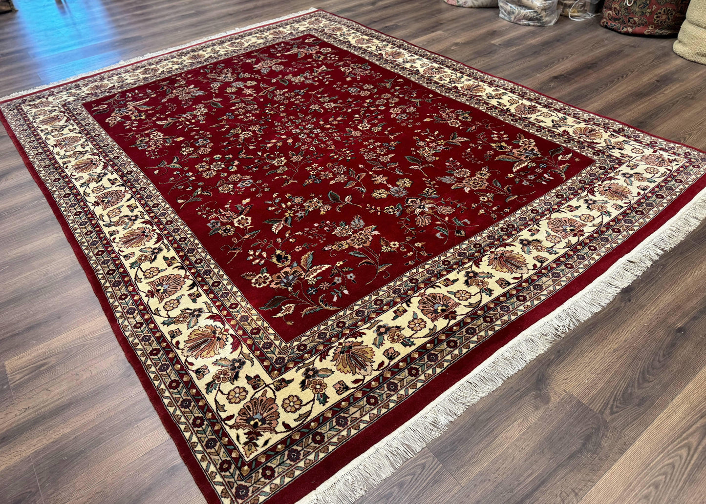 Indo Persian Rug 8x10, Red and Cream, Floral, Pande Cameron