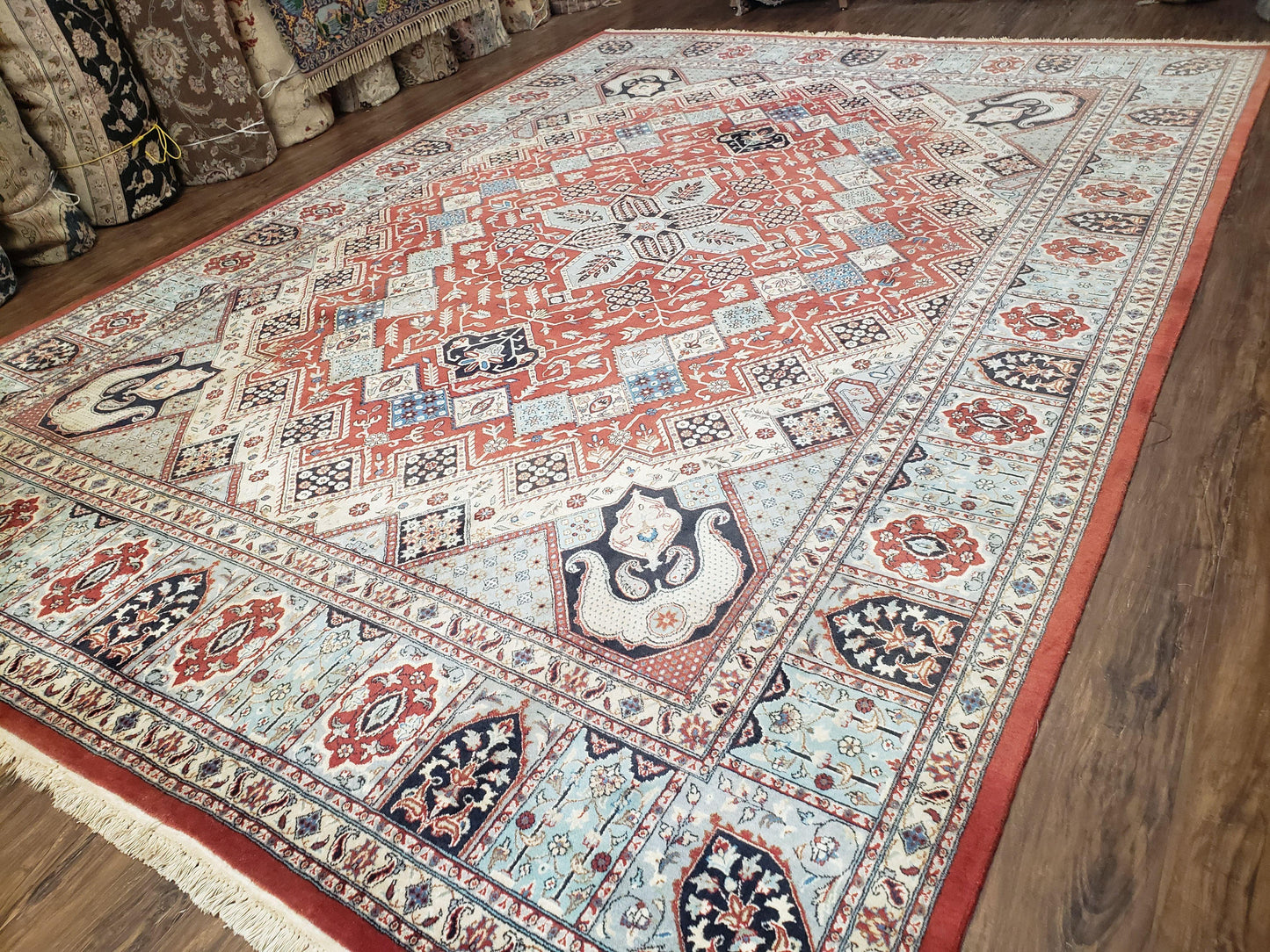 Turkish Handmade Wool Rug 8x11 Geometric Decorative Area Rug