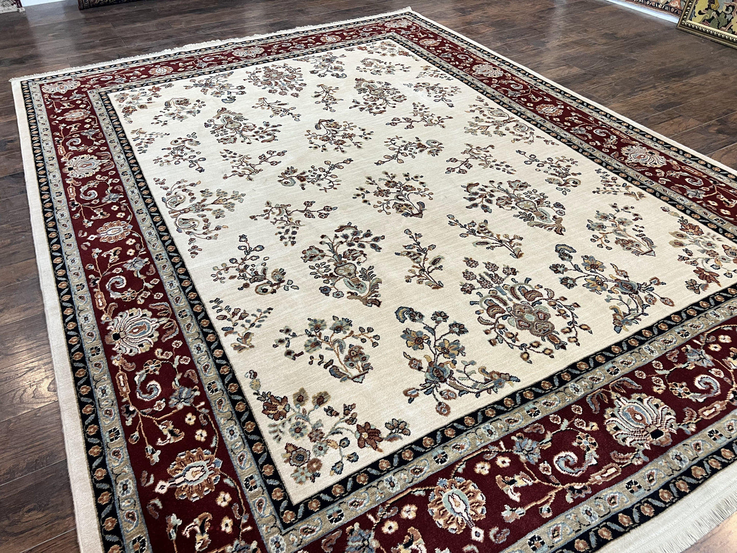 Karastan Wool Rug Ivory Floral Sarouk 8.6x11.6 Traditional Area Rug