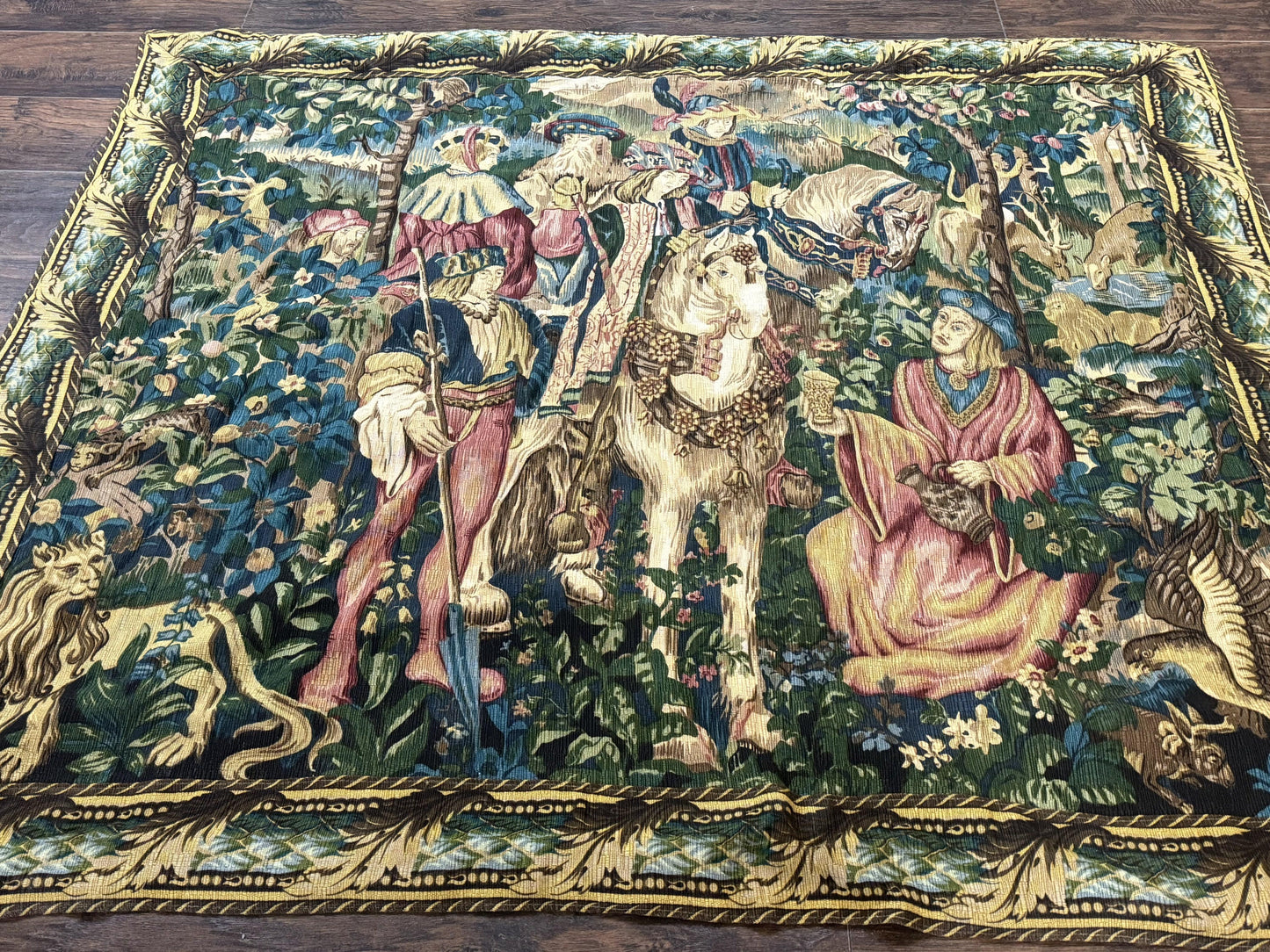 Vintage European Tapestry 5.5 x 8, The Royal Hunt