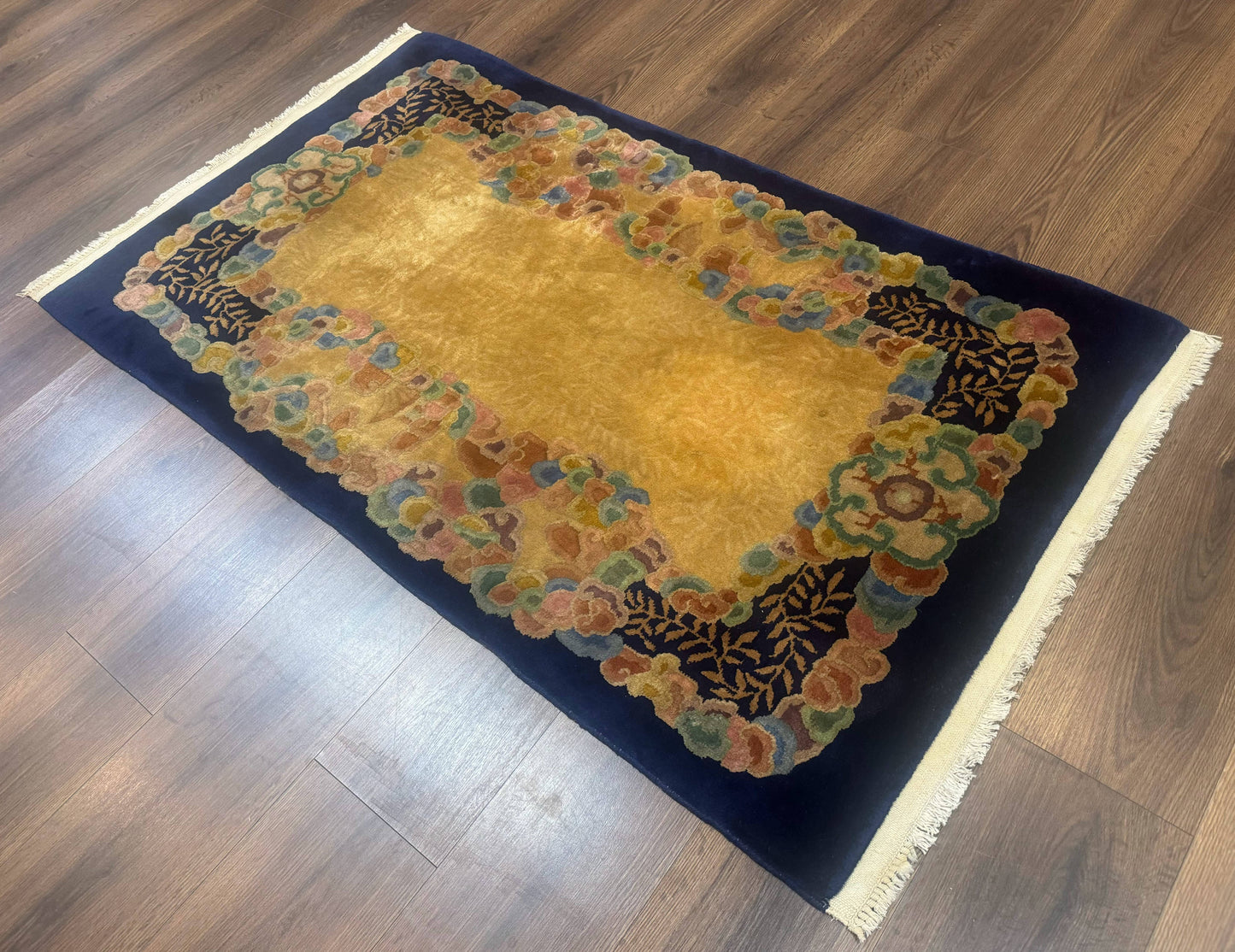 Chinese Wool Rug 3x5 Handmade Vintage Carpet Peking Style Handcrafted