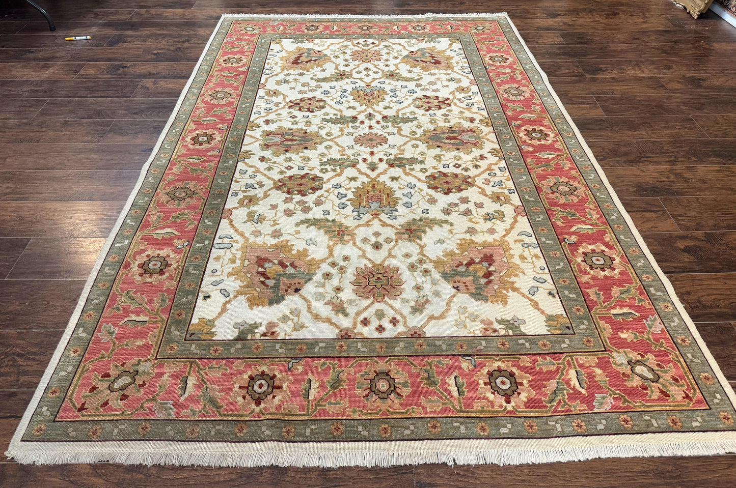 Flatweave Soumak Rug 6x9 Wool Handmade Floral Ivory Nourison
