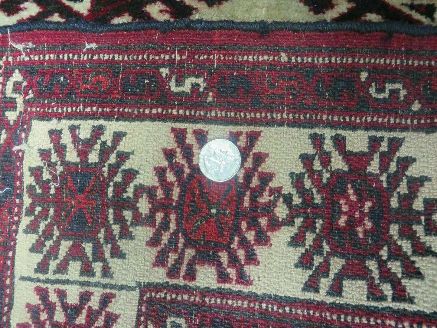 Vintage Turkoman Bokhara Yamud Wool Rug 3 By 3 Foot Hand Knotted Full Pile