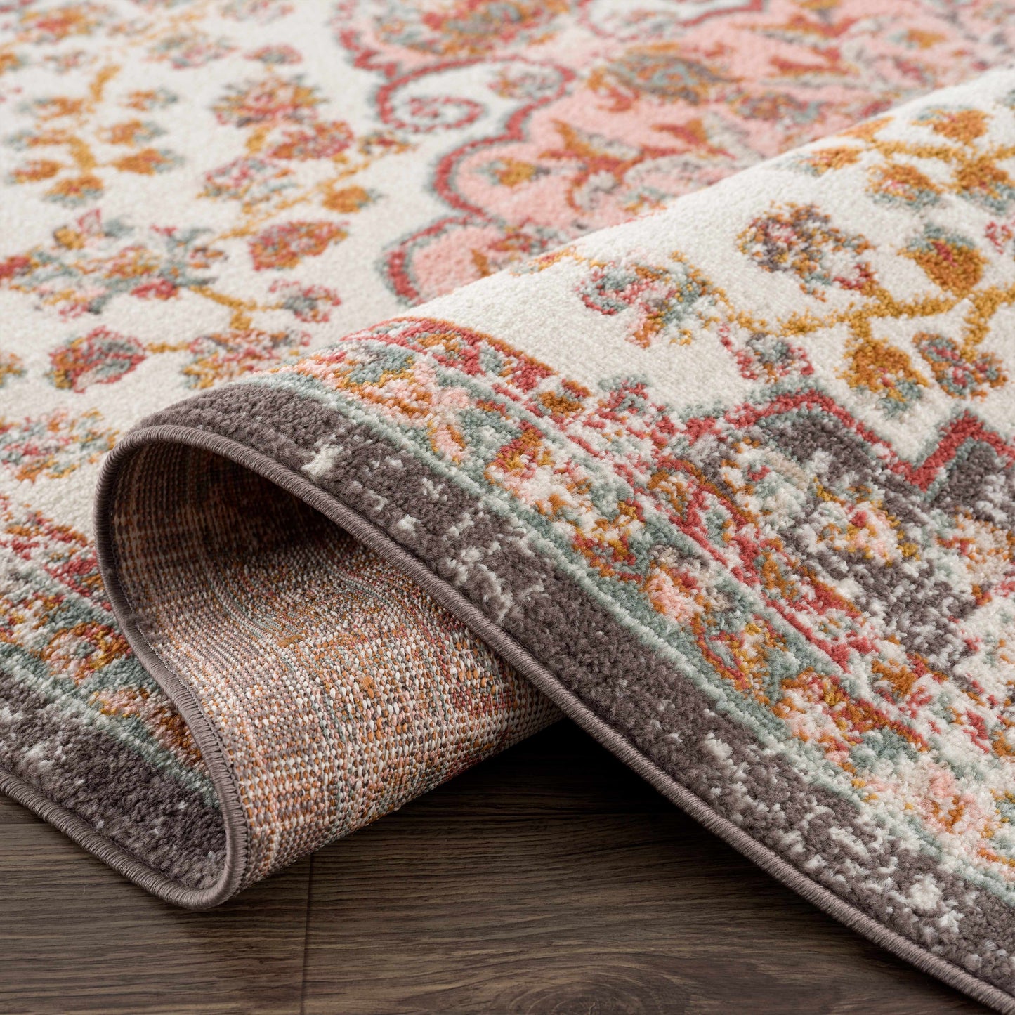 Floral Medallion Area Rug - Elegant Living Room Bedroom Decor