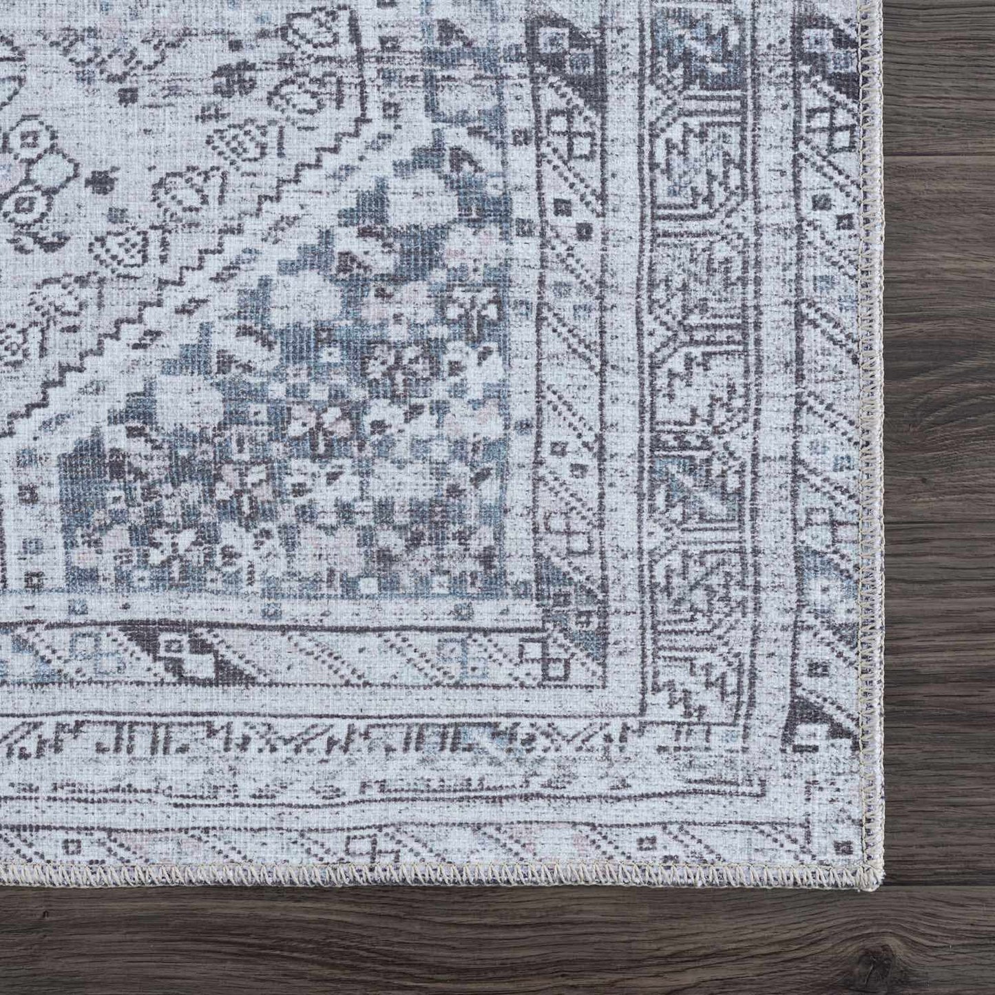 Washable Gray Flat Pile Rug - Soft Durable Area Rug for Home Décor