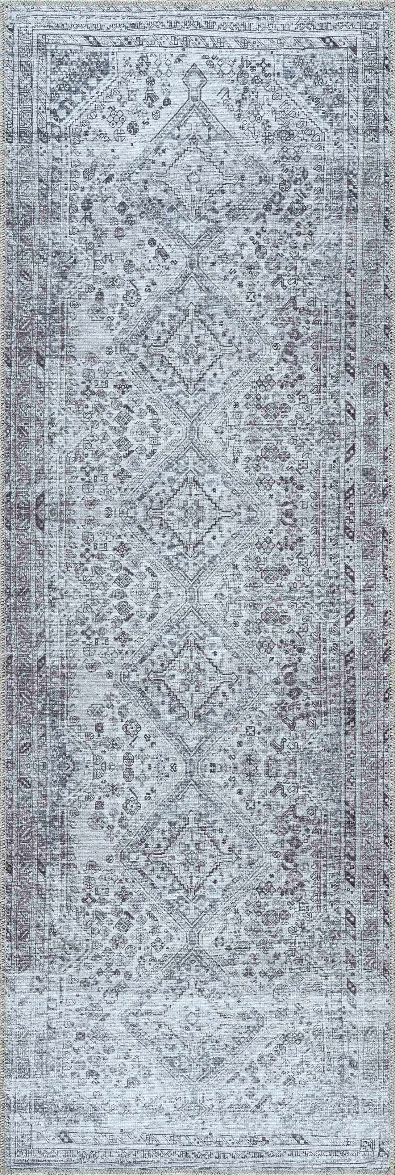 Washable Gray Flat Pile Rug - Soft Durable Area Rug for Home Décor